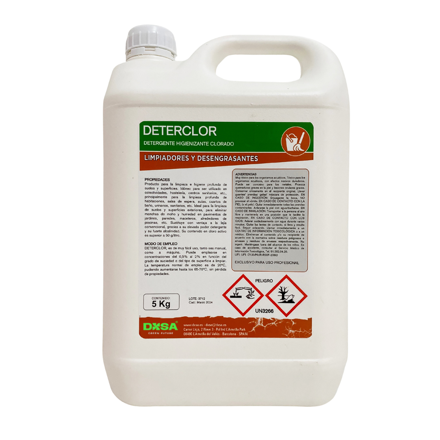 DETERCLOR - Detergente Higienizante Clorado Deterclor - Limpieza Total