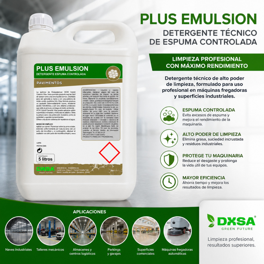 Plus emulsion detergente tecnico espuma controlada