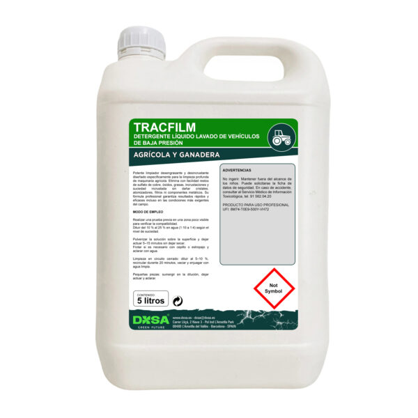 TRACFILM - Detergente líquido lavado de vehículos agrícolas de baja presión