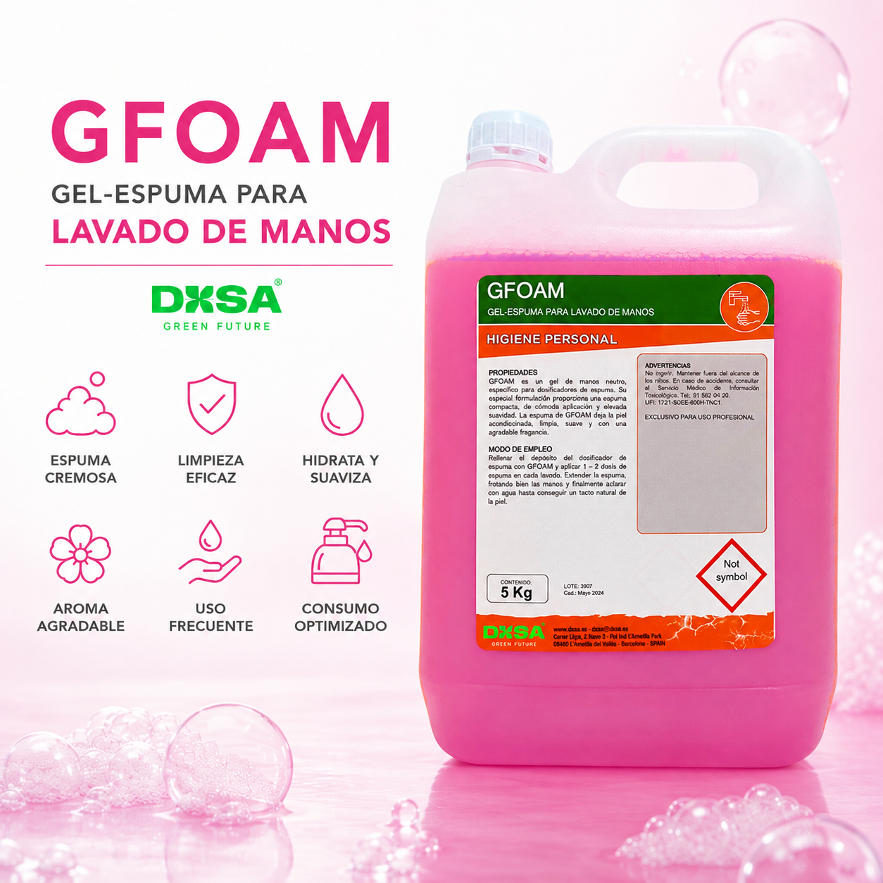 gfoam jabon espumoso para colectividades
