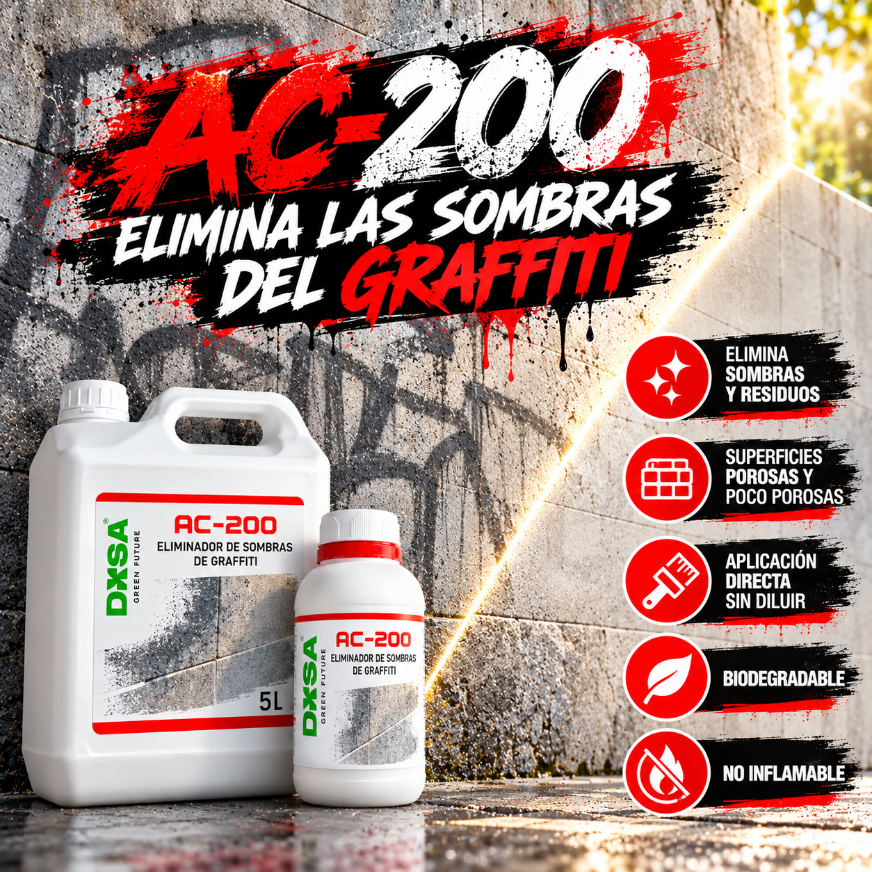 AC-200 eliminador sombras de graffiti