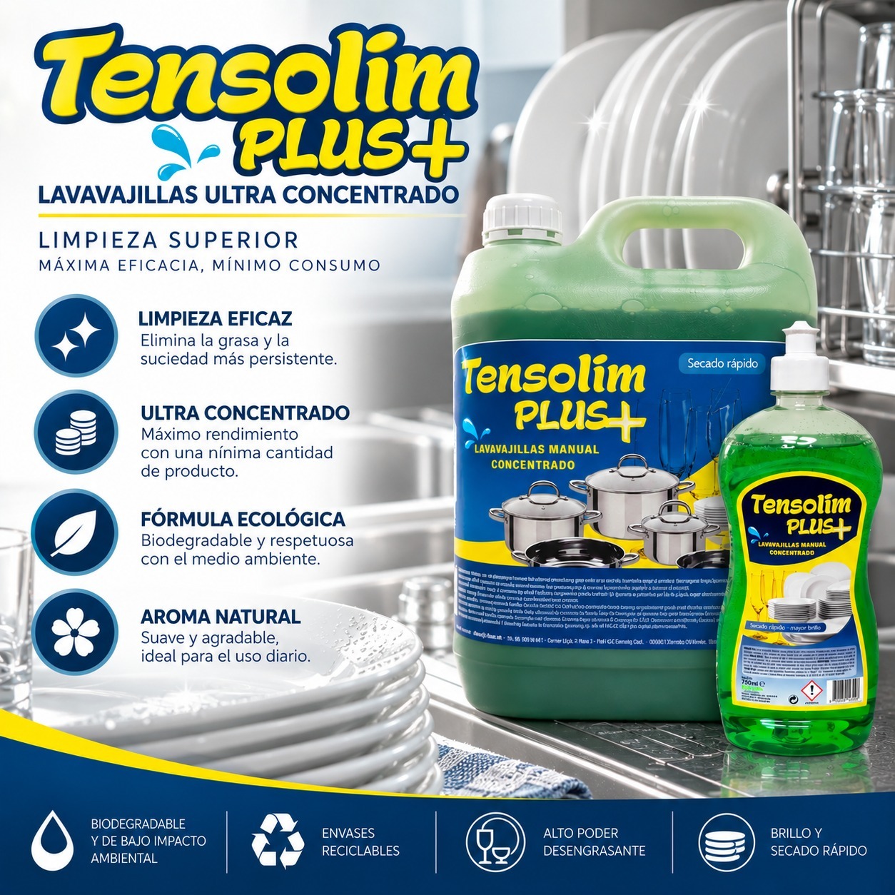 Tensolim Plus lavavajillas manual concentrado ecologico