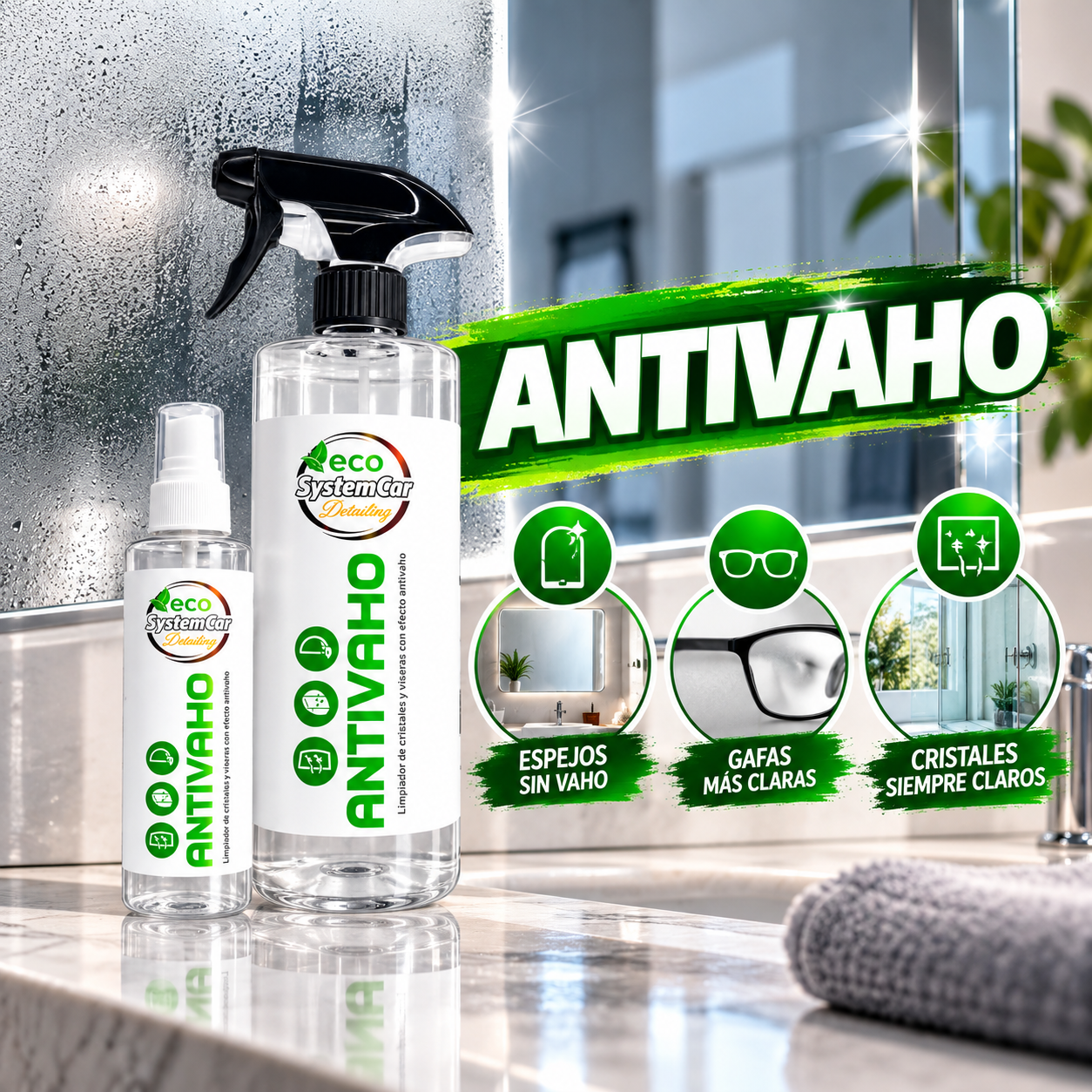 spray antivaho para cristales y espejos